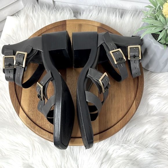 RAG & BONE l Metal Gray Strappy Heel Fallon Leather Sandal Brass Buckle 9.5 - Picture 10 of 14